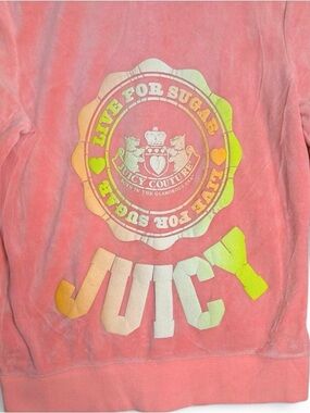 Juicy Couture Pink Peach Logo Pullover Zip Up Hoodie